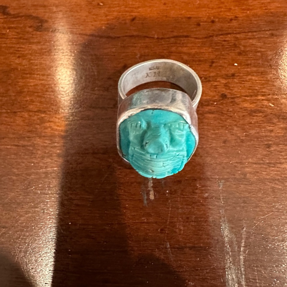Artisan Silver Ring with Turquoise Face